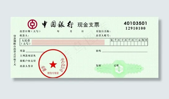 中国银行现金支票图片 中国银行现金支票图片