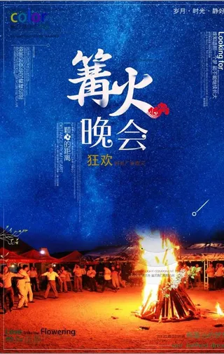 大气篝火晚会海报图片