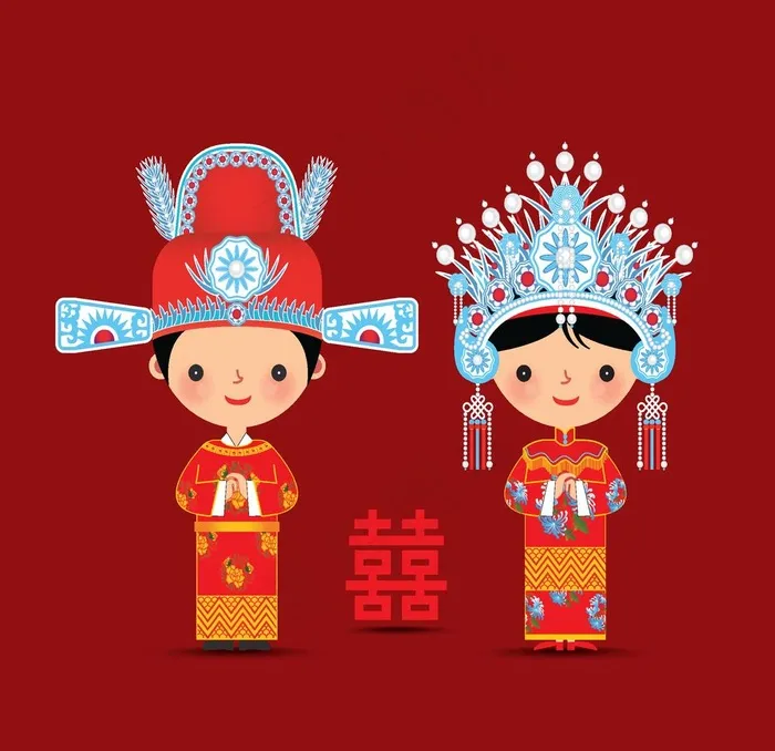 婚庆男女卡通形象设计图片eps,ai矢量模版下载