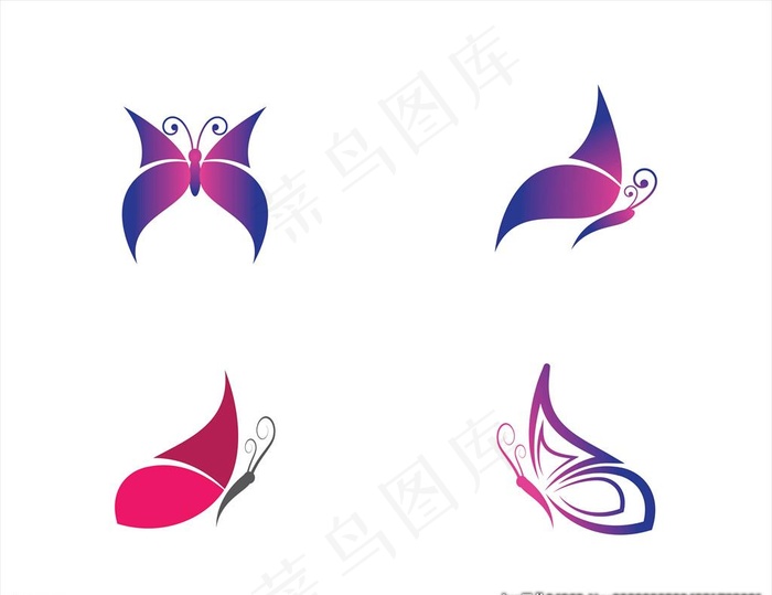 抽象蝴蝶图标图片eps,ai矢量模版下载