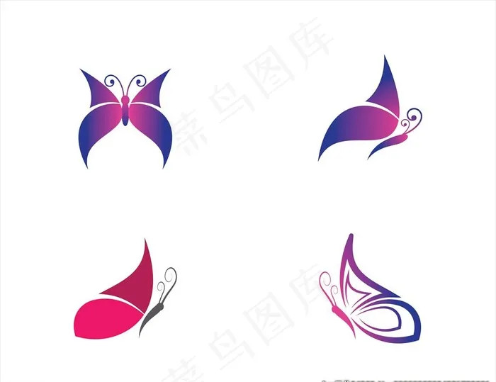 抽象蝴蝶图标图片eps,ai矢量模版下载