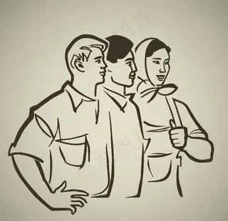 站一排的人好兄弟卡通素材图片