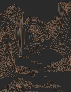 矢量图古风山水线条图片