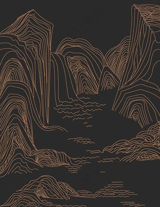 矢量图古风山水线条图片