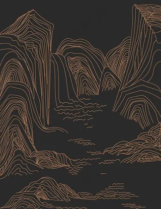 矢量图古风山水线条图片