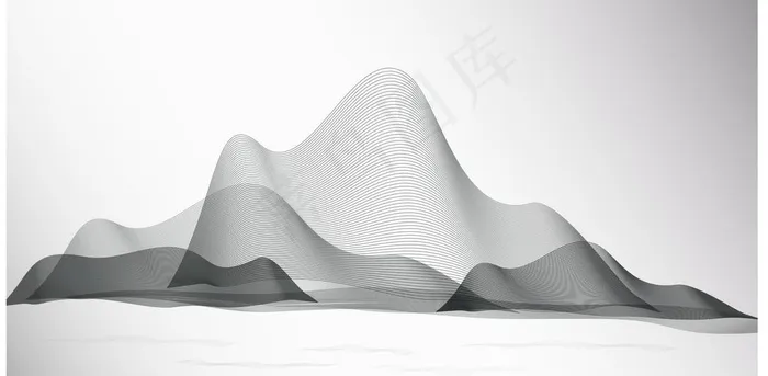 古风线条山峰图片ai矢量模版下载