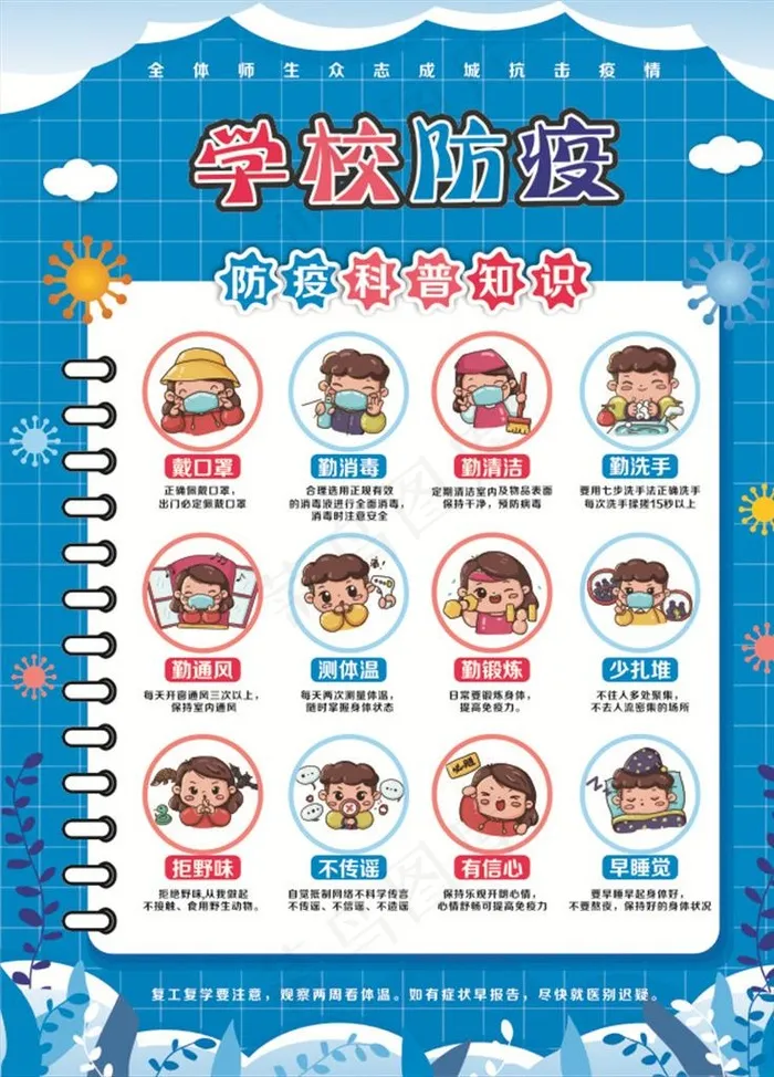 学校防疫海报图片cdr矢量模版下载
