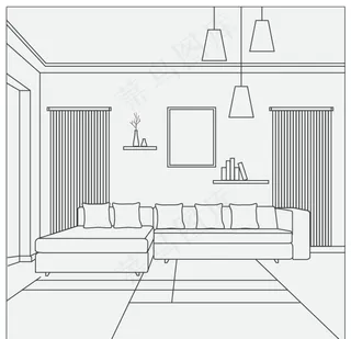客厅房间直线风格设计图片