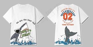 潮牌矢量鲨鱼2班创意班服设计图片