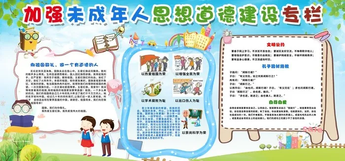 卡通展板图片psd模版下载