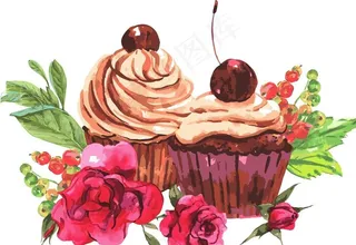 水彩蛋糕图片