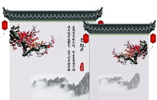 徽派建筑场景背景图片