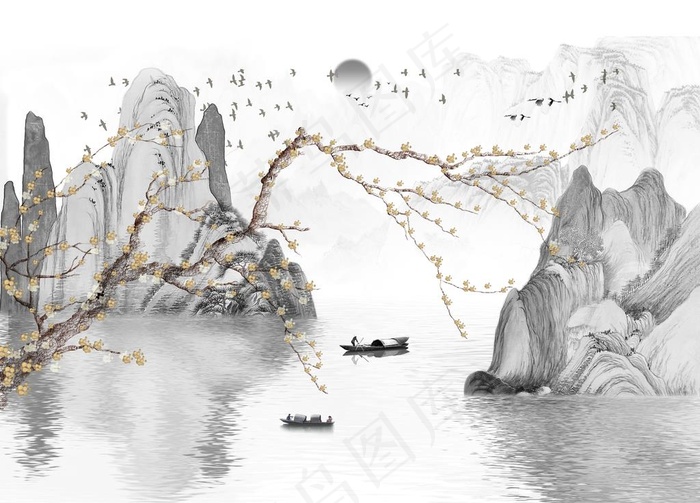 新中式背景墙图片(9071X6803(DPI:72))psd模版下载