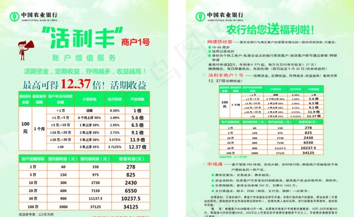 农行活利丰单页图片cdr矢量模版下载