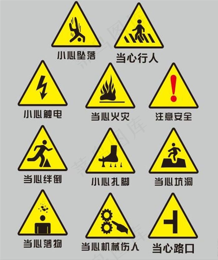 警示标志标识图片cdr矢量模版下载