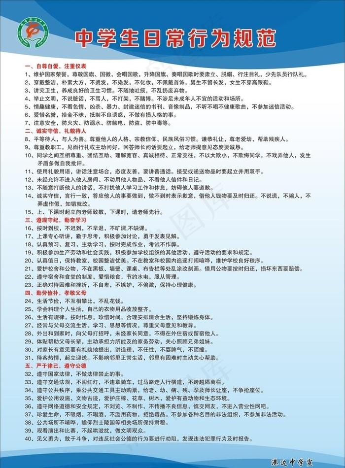 中学生日常行为规范图片cdr矢量模版下载