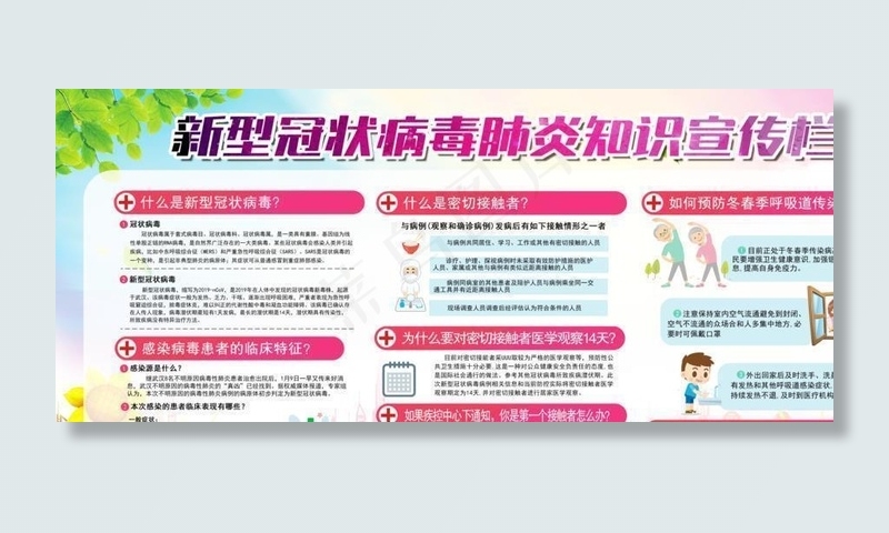 预防新冠病毒知识宣传图片(7087X3542(DPI:100))psd模版下载