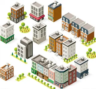 卡通立体建筑图片