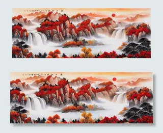 鸿运当头山水画图片