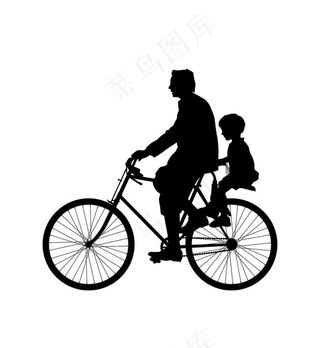 骑自行车的父亲剪影图片