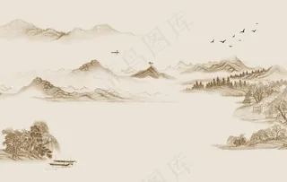 工笔花鸟背景墙装饰画图片