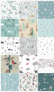 冬季森林小清新印花图案图片