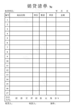 销货清单图片