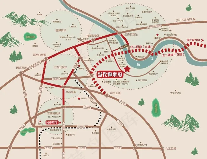 房地产区位图图片ai矢量模版下载