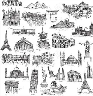 素描著名古建筑钢笔写生图片