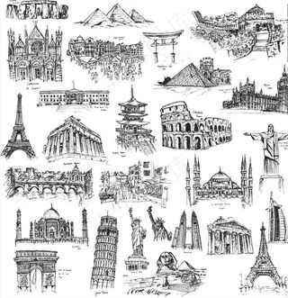 素描著名古建筑钢笔写生图片