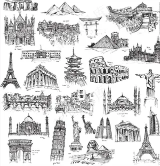 素描著名古建筑钢笔写生图片