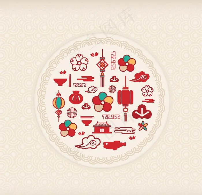 中式花纹图片ai矢量模版下载