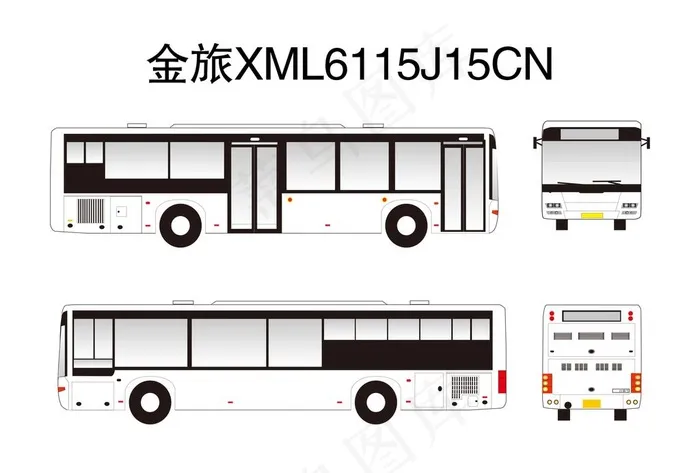 金旅XML6115J15CN图片ai矢量模版下载