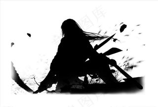 国风游戏形象剪影图片