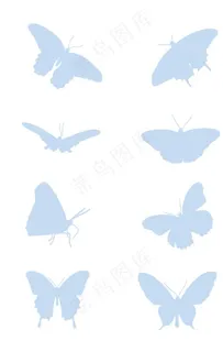 蓝色小清新蝴蝶元素图片