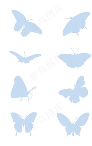 蓝色小清新蝴蝶元素图片