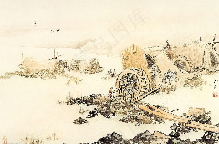 中国现代名家名画—中国画《岷江之秋》图片