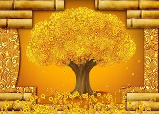 摇钱树背景墙图片