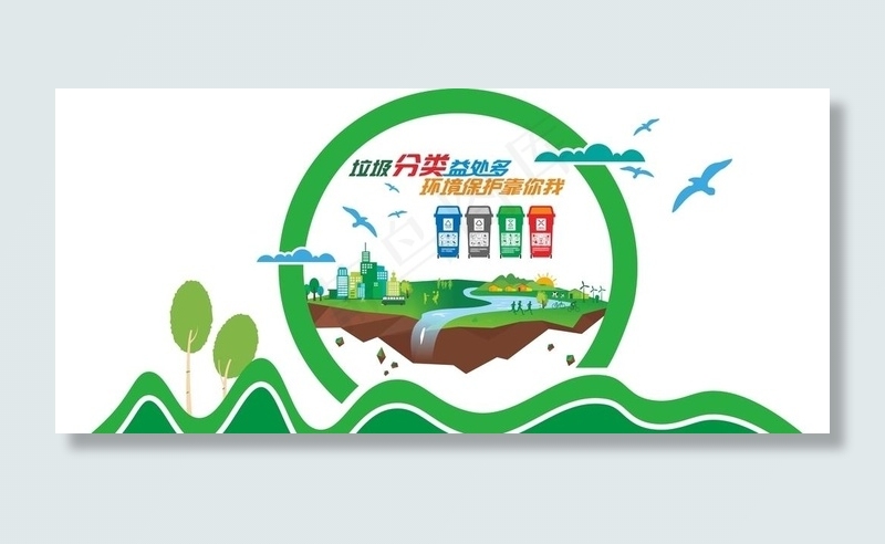 垃圾分类文化墙图片cdr矢量模版下载