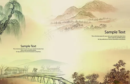 山水画风格企业图册封面图片 山水画风格企业图册封面图片