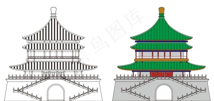西安钟楼图片cdr矢量模版下载