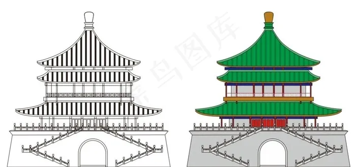 西安钟楼图片cdr矢量模版下载