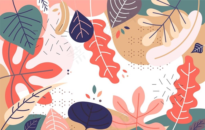 矢量清新植物插画图片