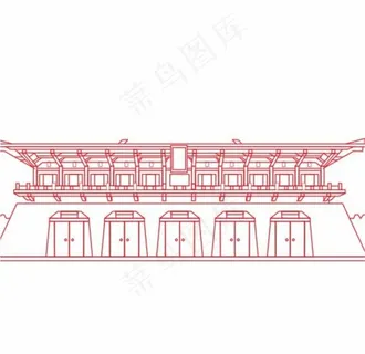 西安丹凤门线条矢量建筑物图片