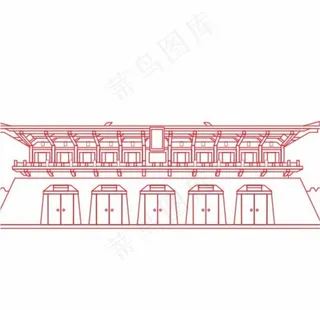 西安丹凤门线条矢量建筑物图片