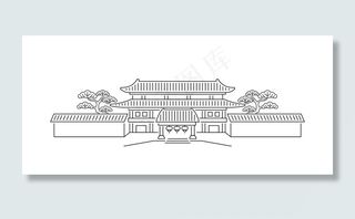 中式建筑线描图片