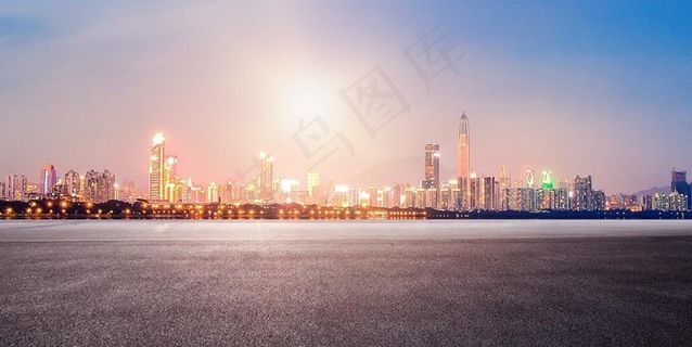 城市夜景远景地面背景图片