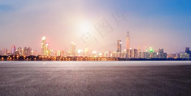 城市夜景远景地面背景图片