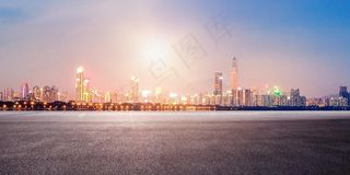 城市夜景远景地面背景图片