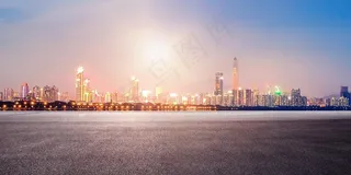 城市夜景远景地面背景图片
